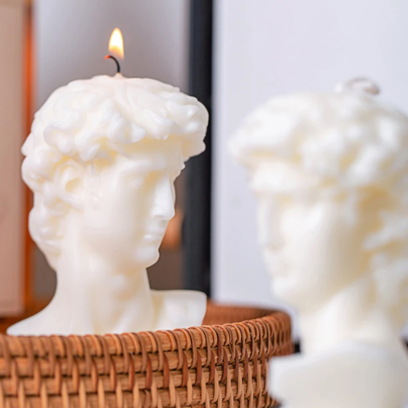 Art decoration mini David plaster candle ivory white scented candles