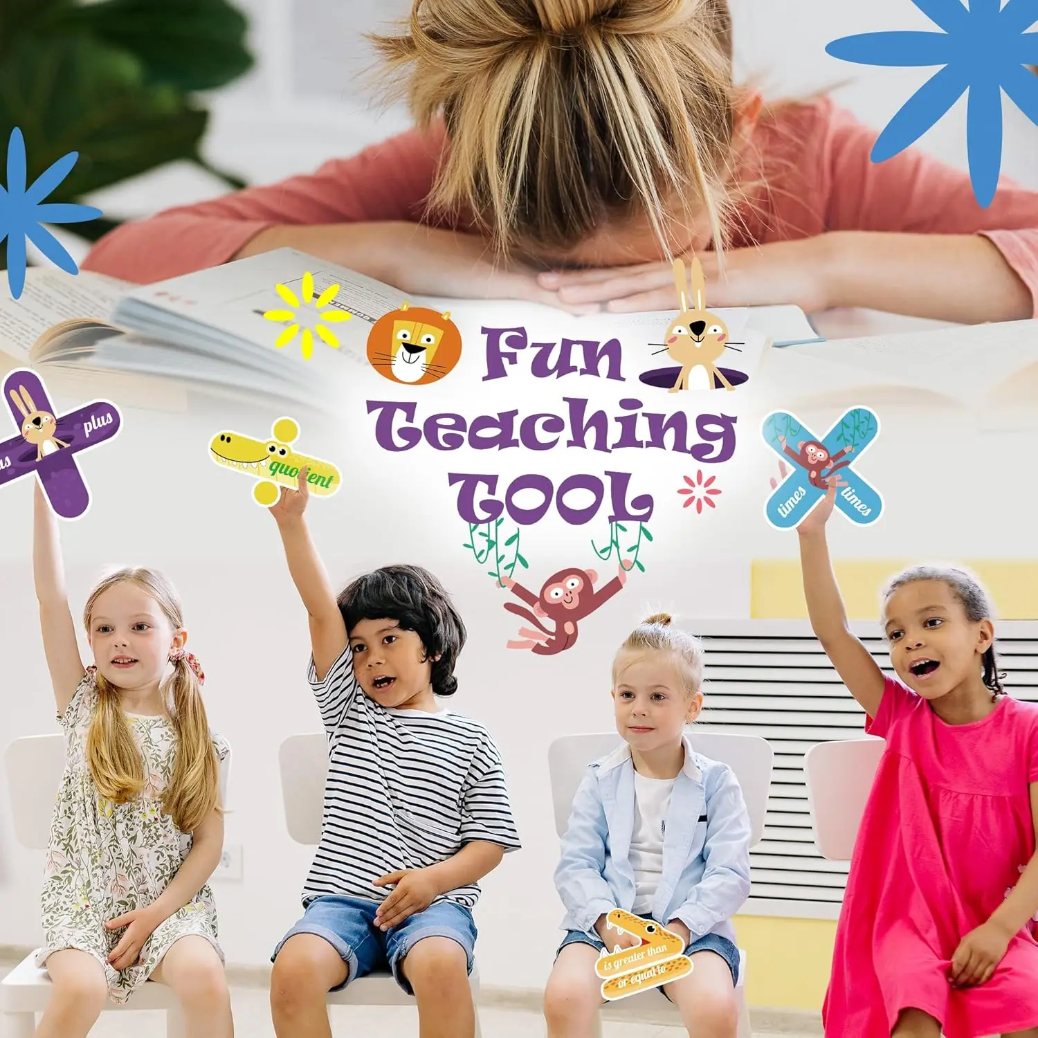Math Sign Magnetic Teacher Tools Greater Than and Less Than Plus Minus Equal to Multiplication Teacher Magnets Animal for School