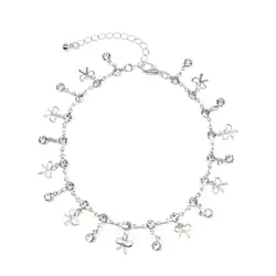Newest anklets foot jewelry Fashion Bow-knot Anklet Bracelet For Women Gold Silver Color Zircon Ankle womens rhinestone anklets