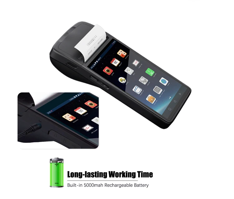 TCANG 5.5 inch handheld all in one wifi 3G NFC card reader payment terminal android system pos machine with thermal printer