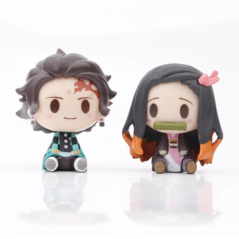 2021 Demon Slayer Q Version 4pcs/set PVC Anime Figure Toy 5CM Kimetsu No Yaiba Action Figure Kamado Tanjirou PVC Doll Model Toys
