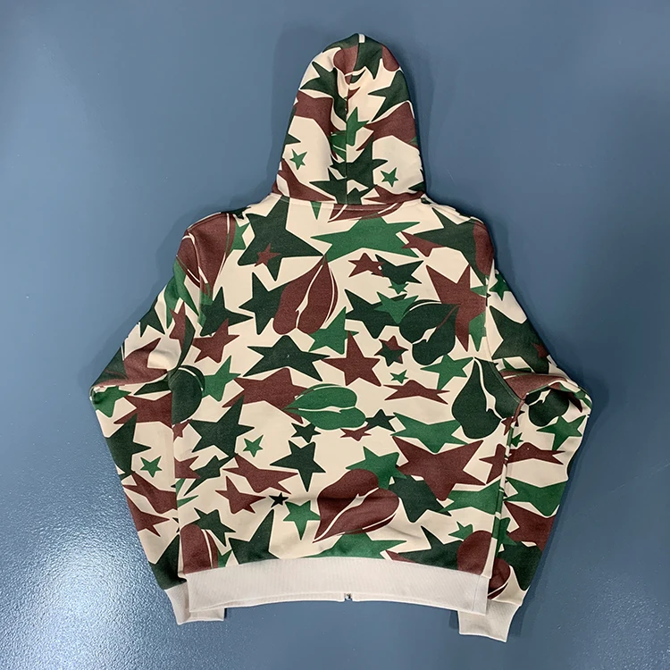 Custom Oversized Heavyweight French Terry Cotton Full Zip Up DTG Printing Mens All Over Print Hoodie