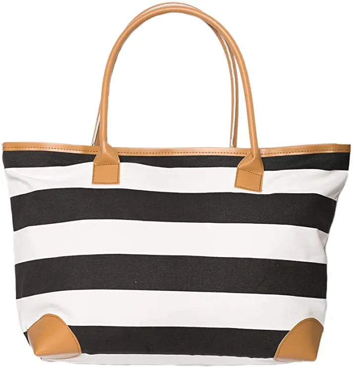 Cotton Shopping Bag Canvas Tote Bags Striped Summer Nautical Tote Shopper for Ladies