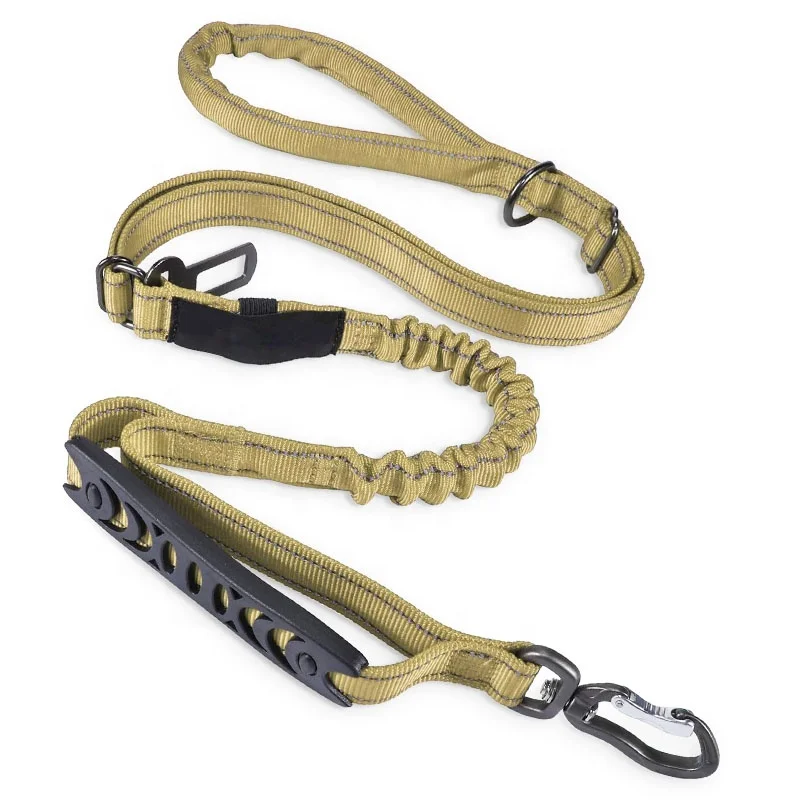 Double Handle Running Multi-functional Reflective Bungee Dog Leads Training Nylon Retractable Dog Leashes