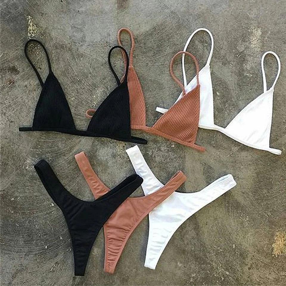 2024 New design swimsuit custom two pieces fashion bikini Set OEM solid color fitness swimwear for women