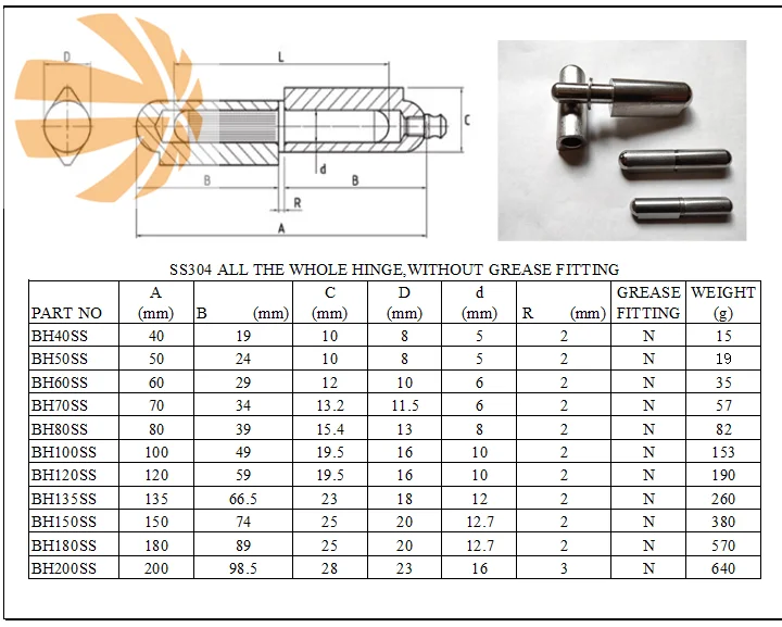 Stainless steel 304 welding hinge water drop weld on gate hinge 50mm for door and container