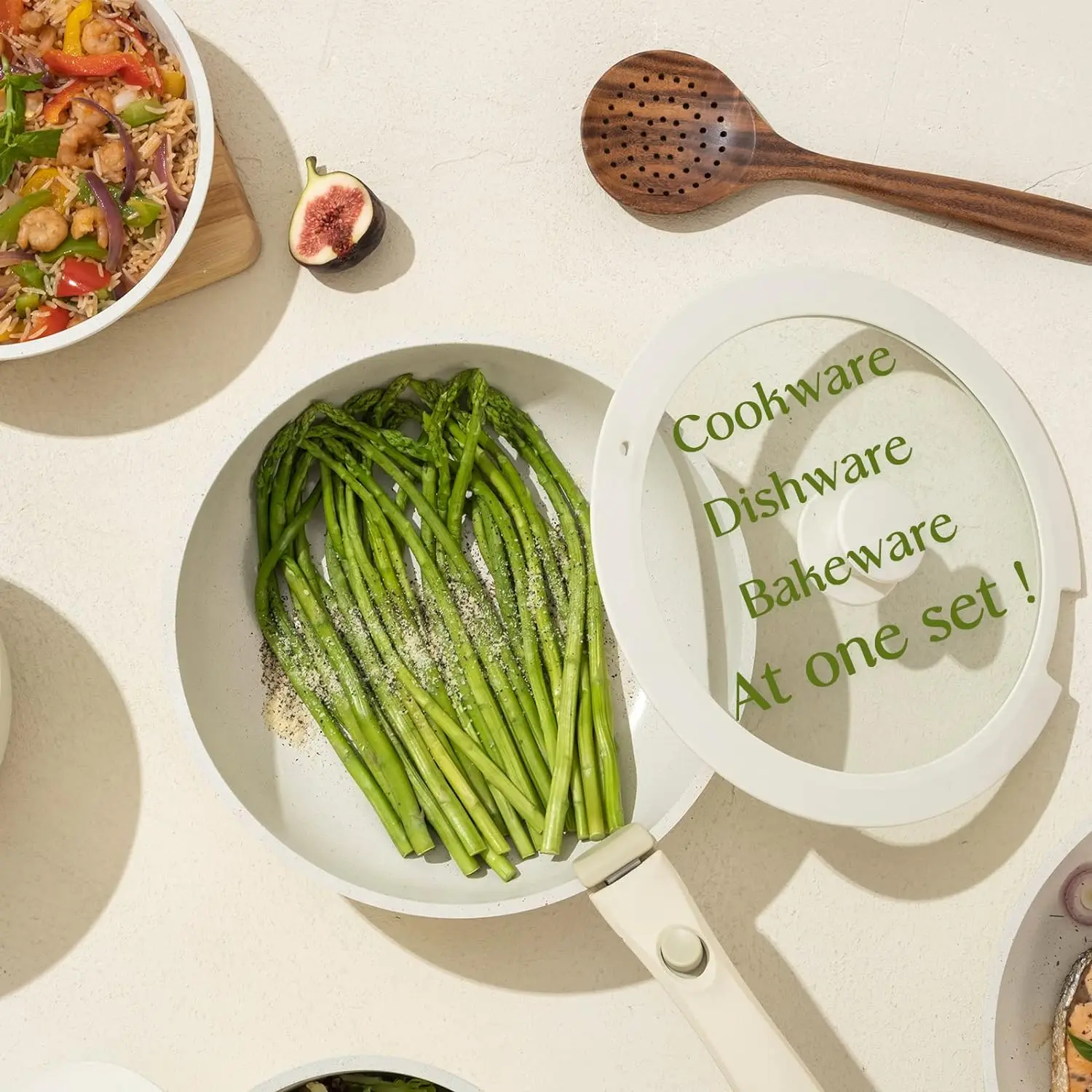 Cookware Kitchen Frypan Home Stock Pot Small Pan Aluminum Soup Pot Set Cooking Set Removeable Handles