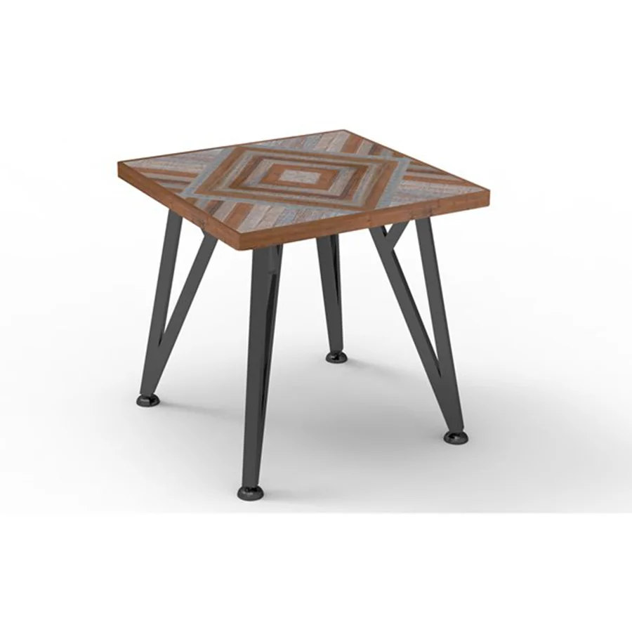 550550x550 mm Modern Pine Indoor Adjustable Dark Khaki Living Room Furniture Herring Bones A console/lamp table IL010