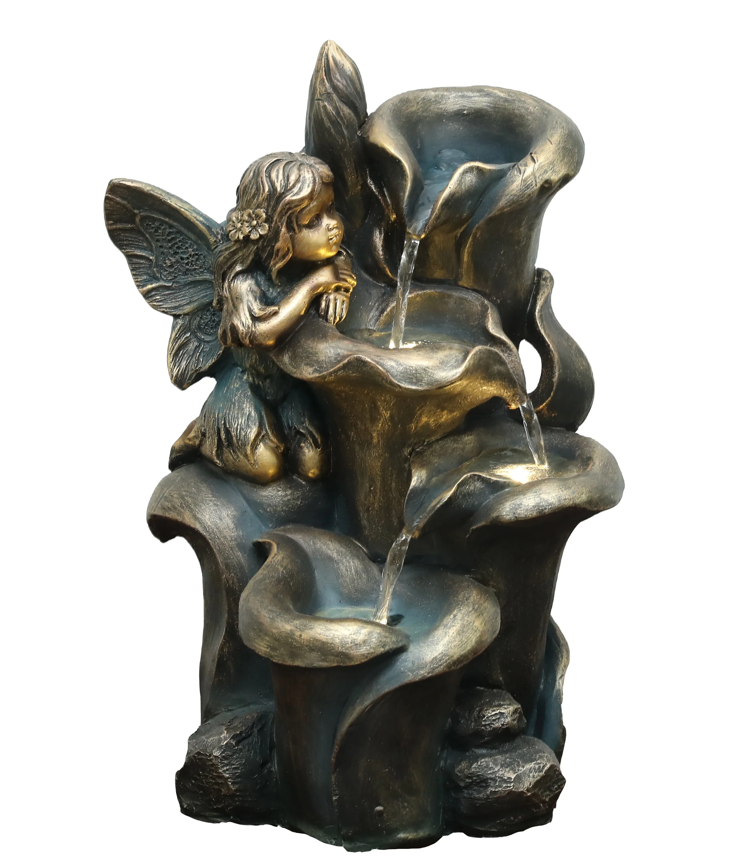 hot selling flower fairy solar water fountain with four layer for outdoor and  garden decoration