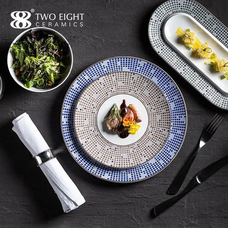 Fine Bone China Ceramic Tableware Supplier Wholesale Price Durable Ceramic Crockery Set  Food Safe Hotel Dinner Set  Dinnerware