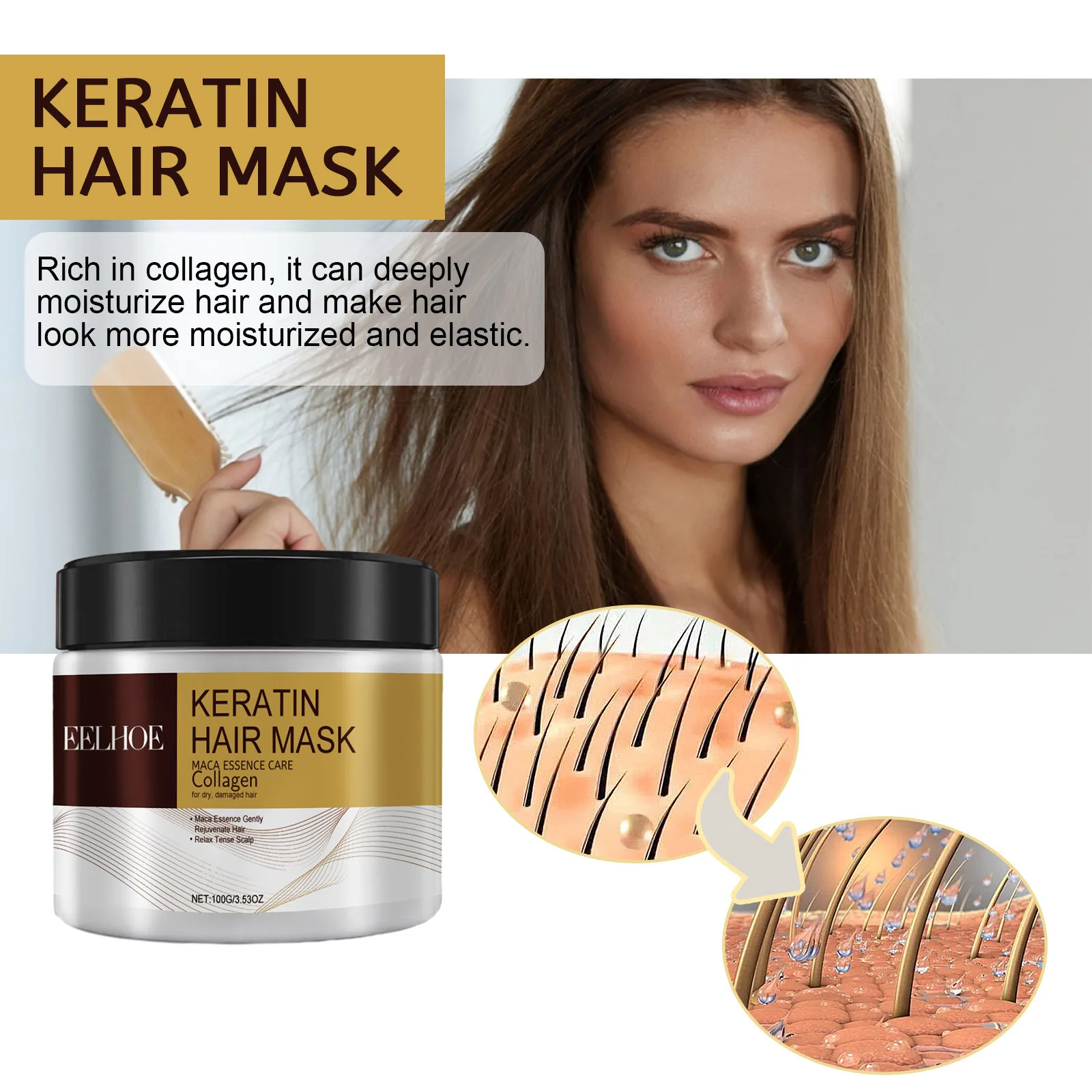 Repair Hair Mask Smooth Hair Conditioner Shine Anti-frizz Split Ends Remedy Colour Scald Damage For Ladies  Argan Oil Hair Mask