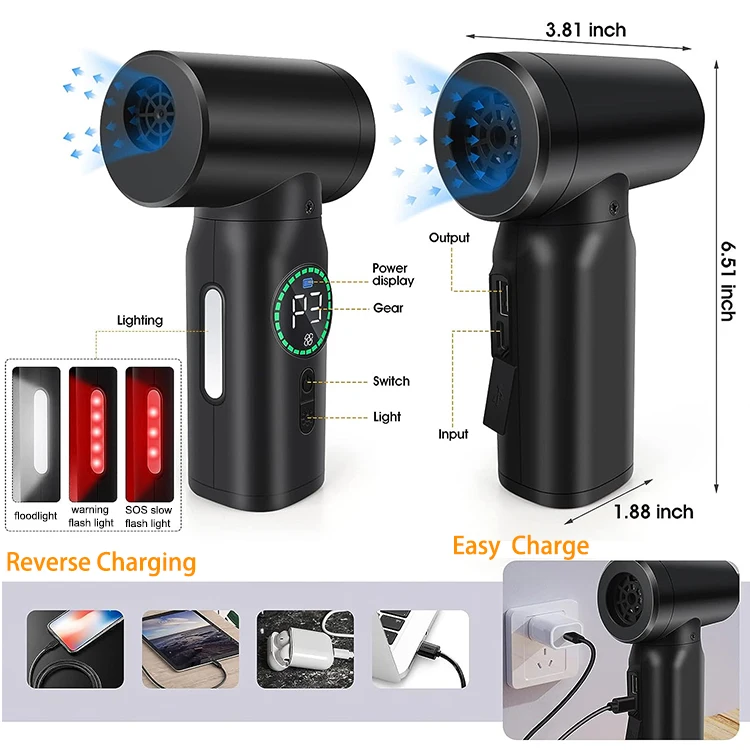 Mini 4 In 1 Home Cleaning Usb Recharge Electric Air Duster Blower Led Flashing Warn Light Portable Wireless Car Vacuum Cleaner