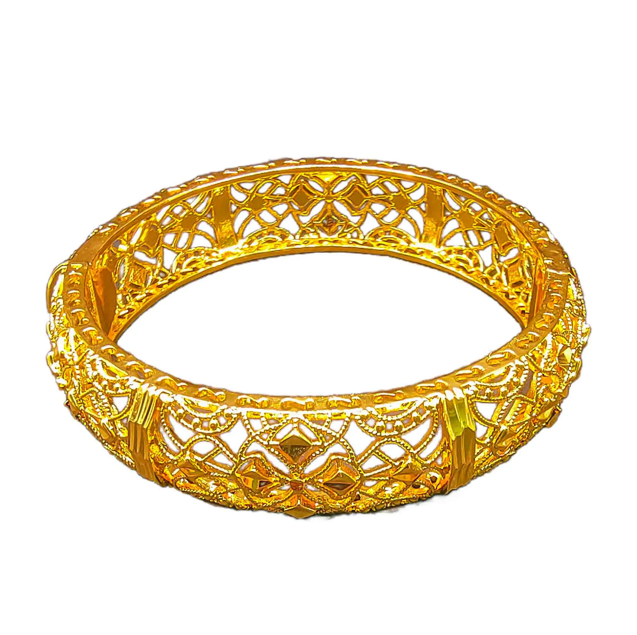 Wholesale Cheap Hot Sale 18k Gold Plated Brass Jewelry Women Indian Traditional Charm Bangle Open thick Cuff Bracelet Jewellery