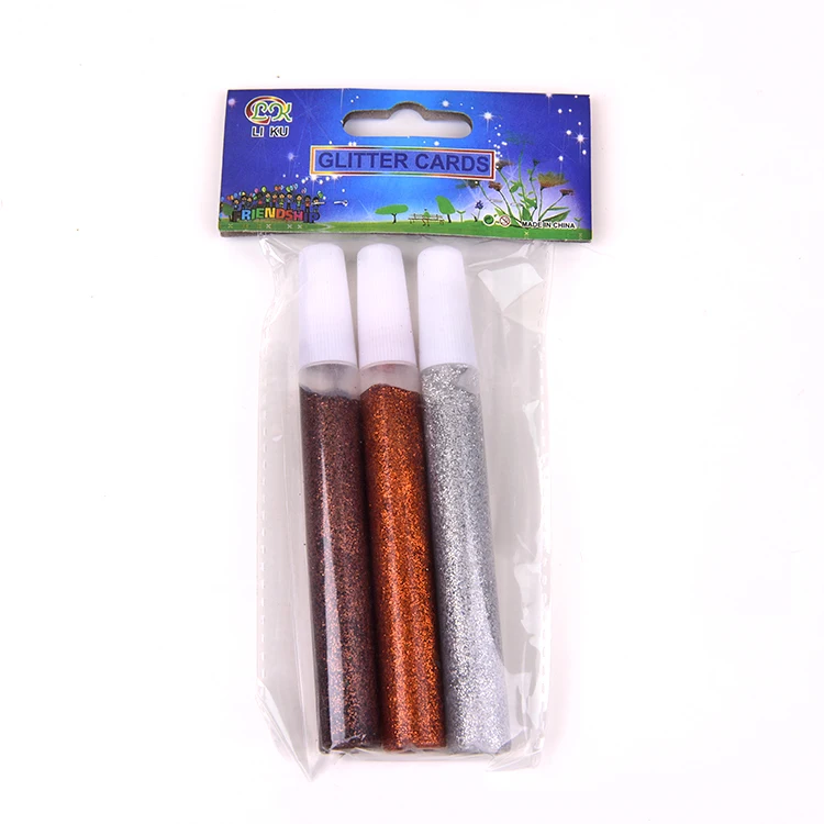 Factory Direct Sale 10ml Suction Card Body Art Glitter Glue School Kid Diy Painting Stationery Glitter Glue