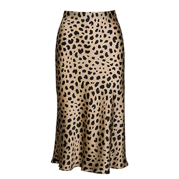 Animal Print New Design Fashion Women Midi Summer  Satin Skirt