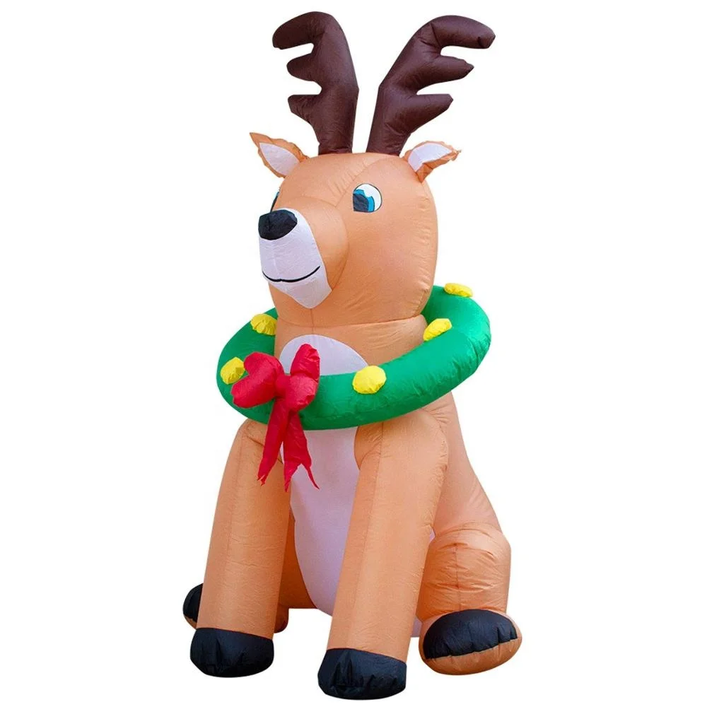 Custom Christmas outdoors decorated reindeer with garlands, including light bulbs, and a powerful built-in fan