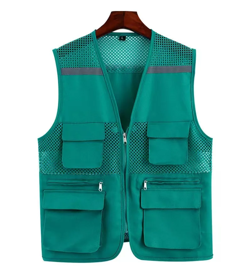 Workwear reflective vest, high visibility vest, pocket design, essential vest for night riding, multiple colors, customized logo