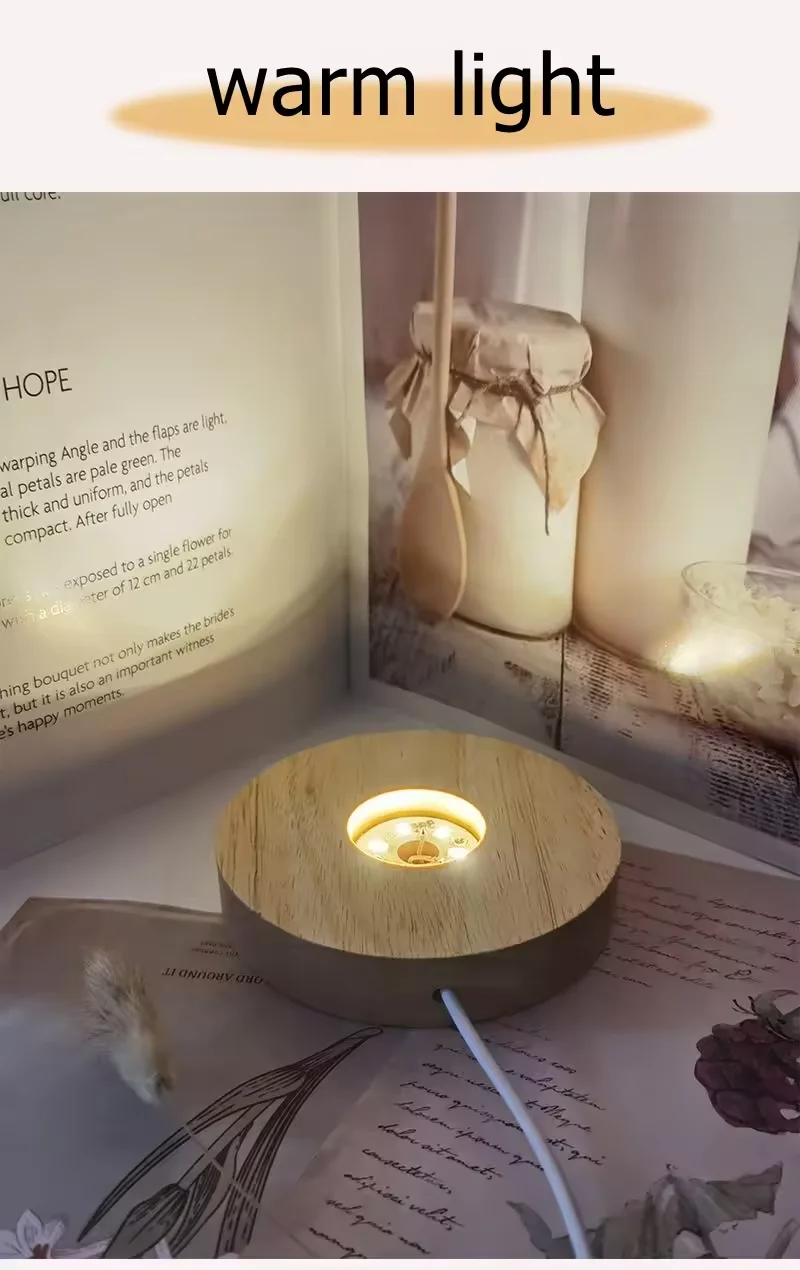 Wooden Base Creative Crafts Wood Luminous Stand 3D Crystal Ball Led Luminous Wooden Holder For Crystal Ball