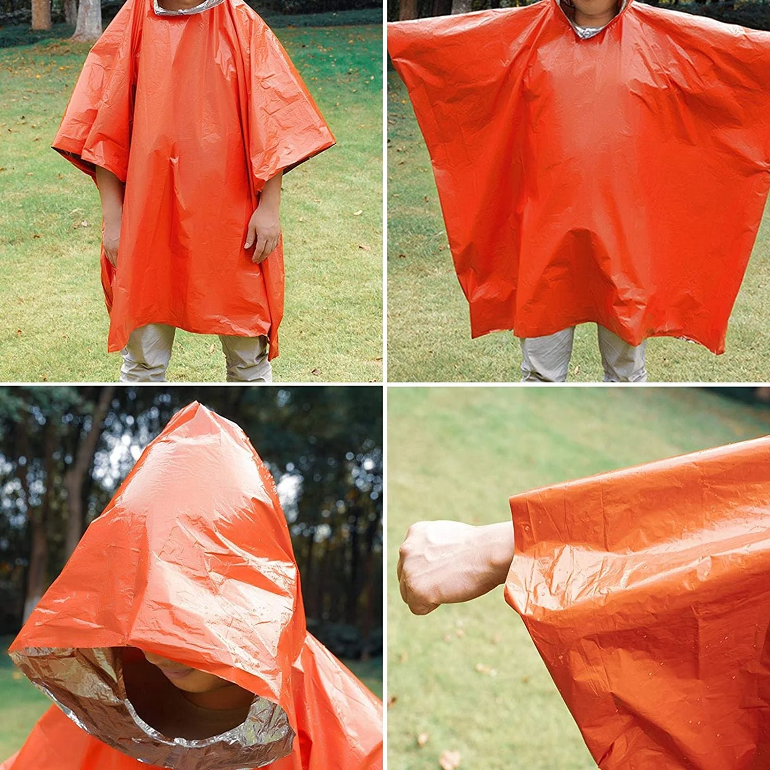 Outdoor Emergency Blanket Rain Poncho Lightweight Waterproof Raincoat Survival Thermal Mylar Space Emergency Blanket Poncho