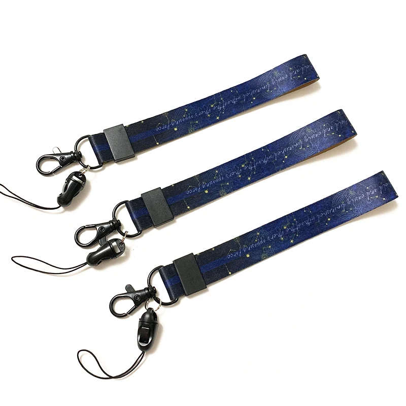 Hot Sale Cell Phone Accessories Blue Polyester Short Lanyard Wrist Keychains Mobile Phone Lanyard