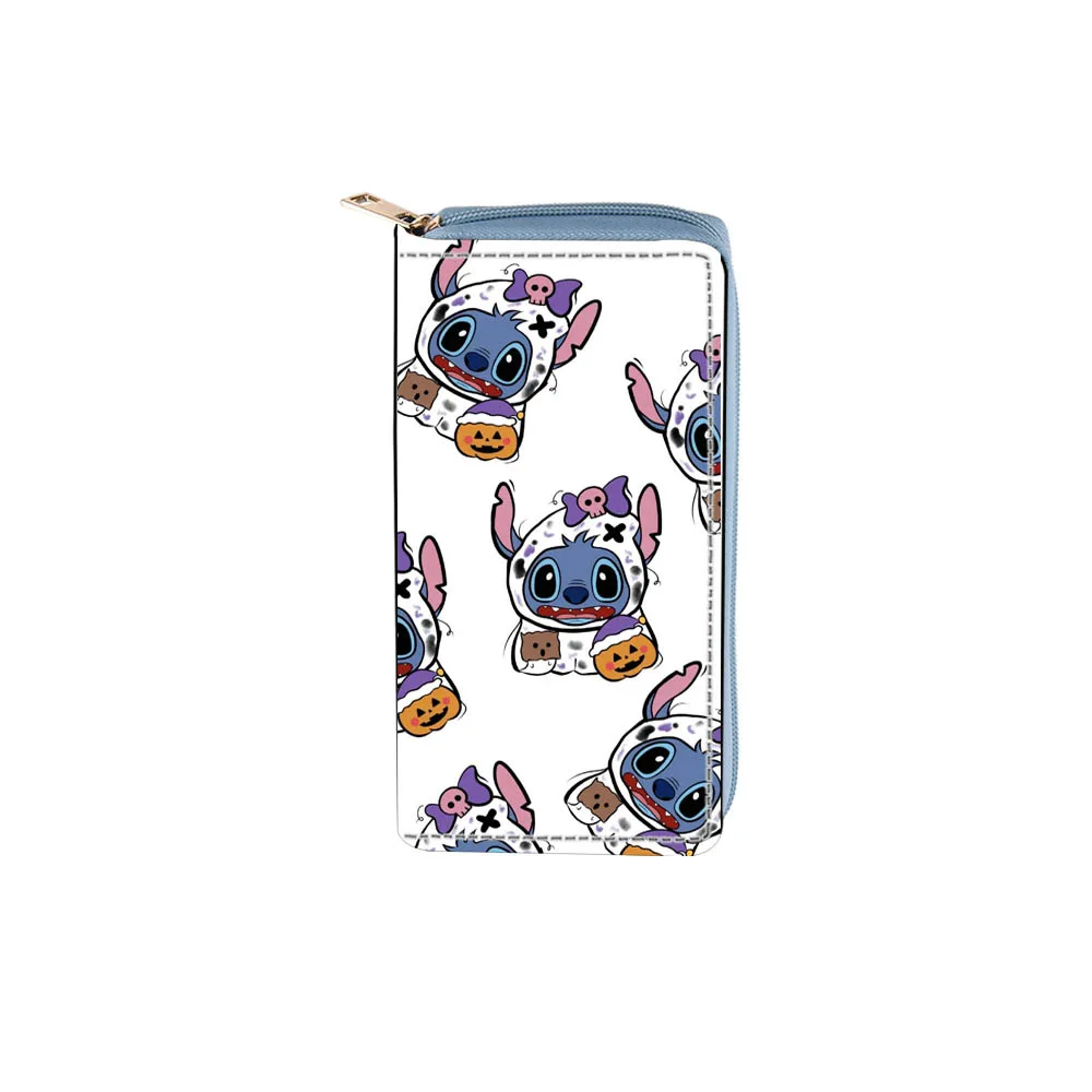 Anime Wallets PU Leather Lovely Cartoon Stitch Zipper Anti-Lost Purse Phone Card Holder Accessories Storage Coin Bag Wallet