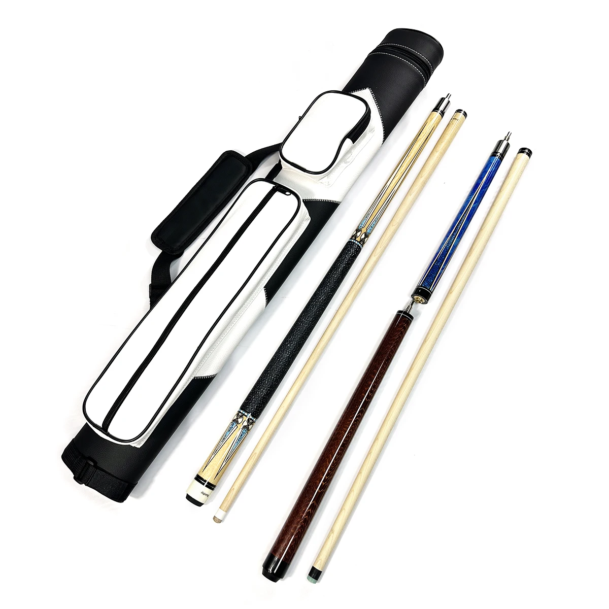 Premium Billiard Pool Accessory Kit 2B2S cue case + 1/2 Jointed Pool Cue Stick + Jump Break Cue