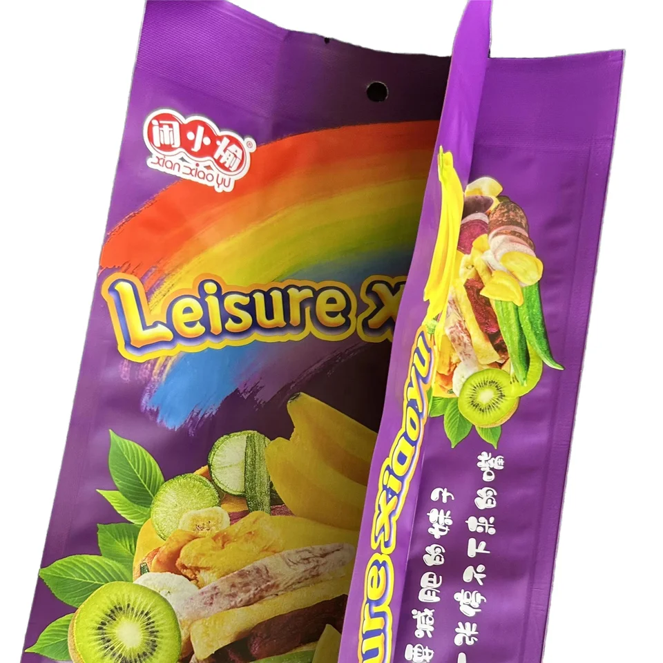 Matte Finish Custom Gravure Printing metallic silver Dehydrated fruit and vegetable  Bag With Tin Tie, 4 sides sealed bag