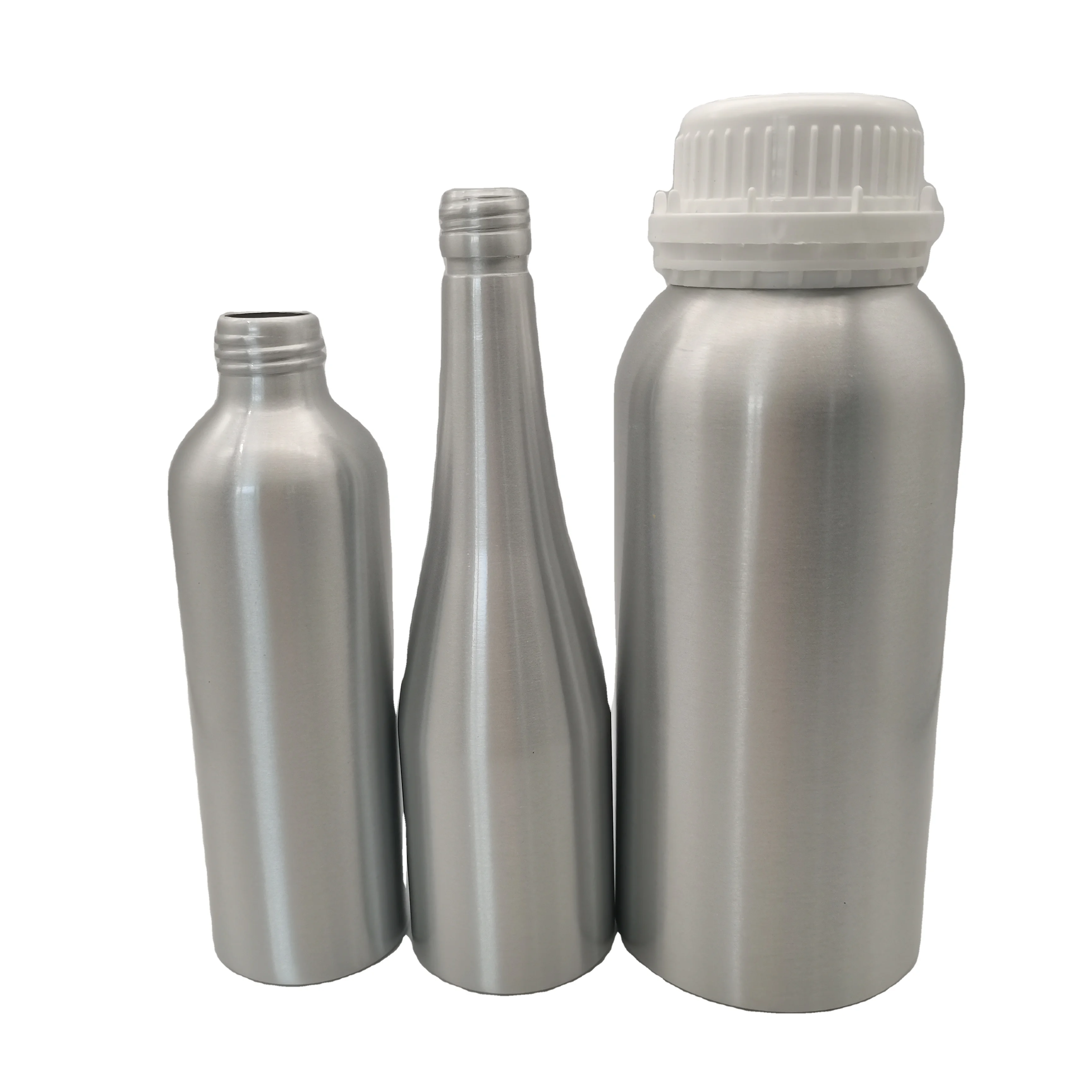 40-250ml spiral round silver aluminum bottle can be equipped with aluminum cap plastic cap spray head