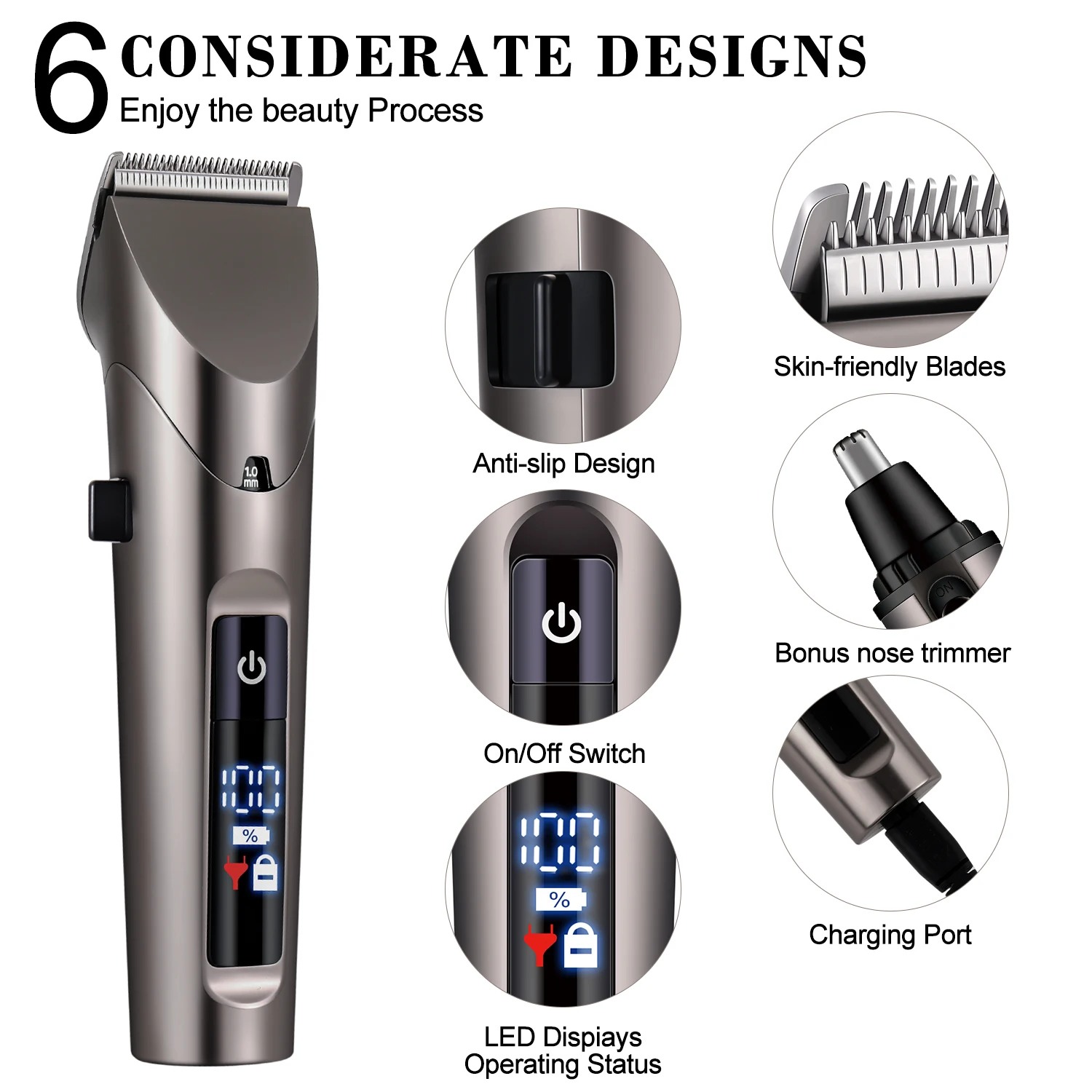 Professional  Grooming Kit Battery Indicate Hair Trimmer Clipper Face Body Nose Hair Trimmer Haircut for Men