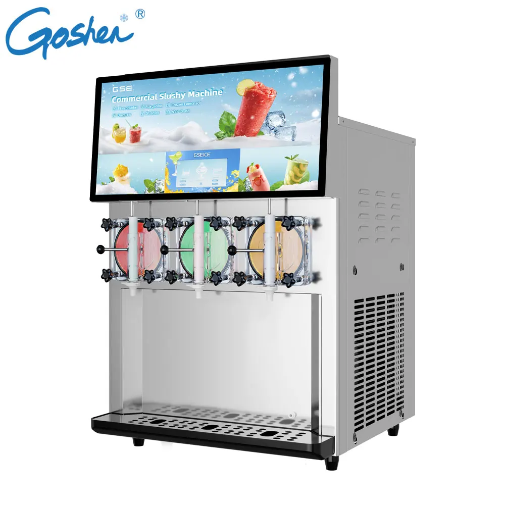 Slush ice machine commercial 3 tank 12L frozen drink juice machine cocktail slush machine 24-36L/H 1800W 220-240V 2025 new