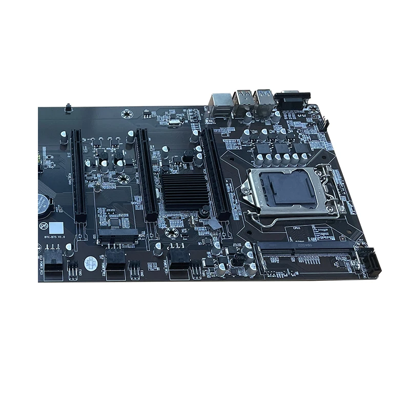 B75 8GPU Motherboard 65mm chassis 4gb memory 4extension cables  8 Graphics Cards Mainboard system