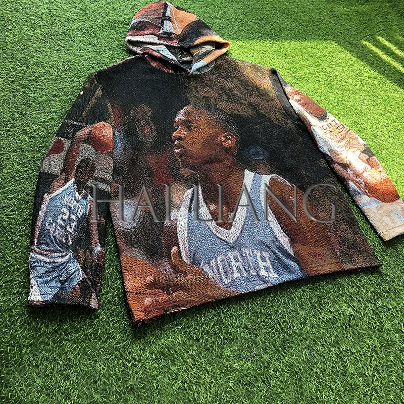 Custom Tapestry Hoodies Manufacturers For Tapestri Clothing Fashion Basketball Streetwear Woven Blanket Hoodie Men