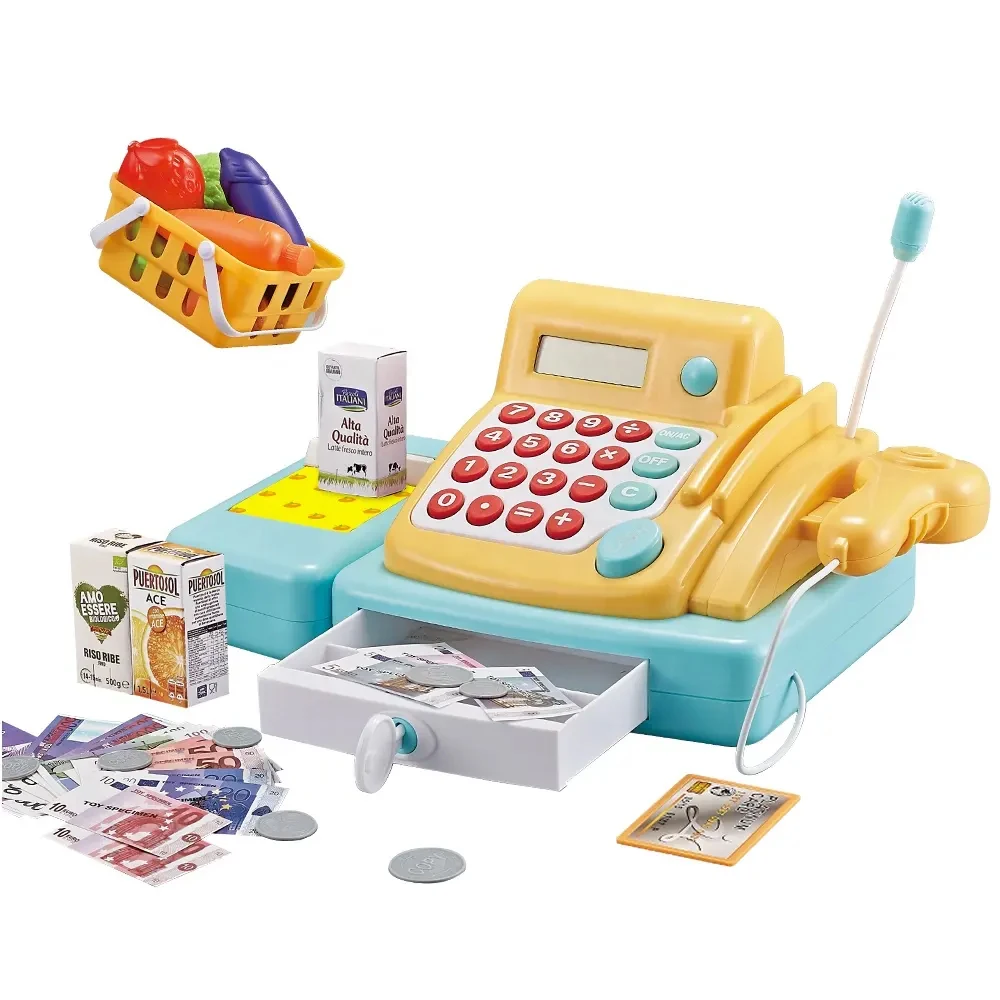 2024 Kids hot sale simulation calculator cash register toys pretend play shopping supermarket swiping card cash register toys