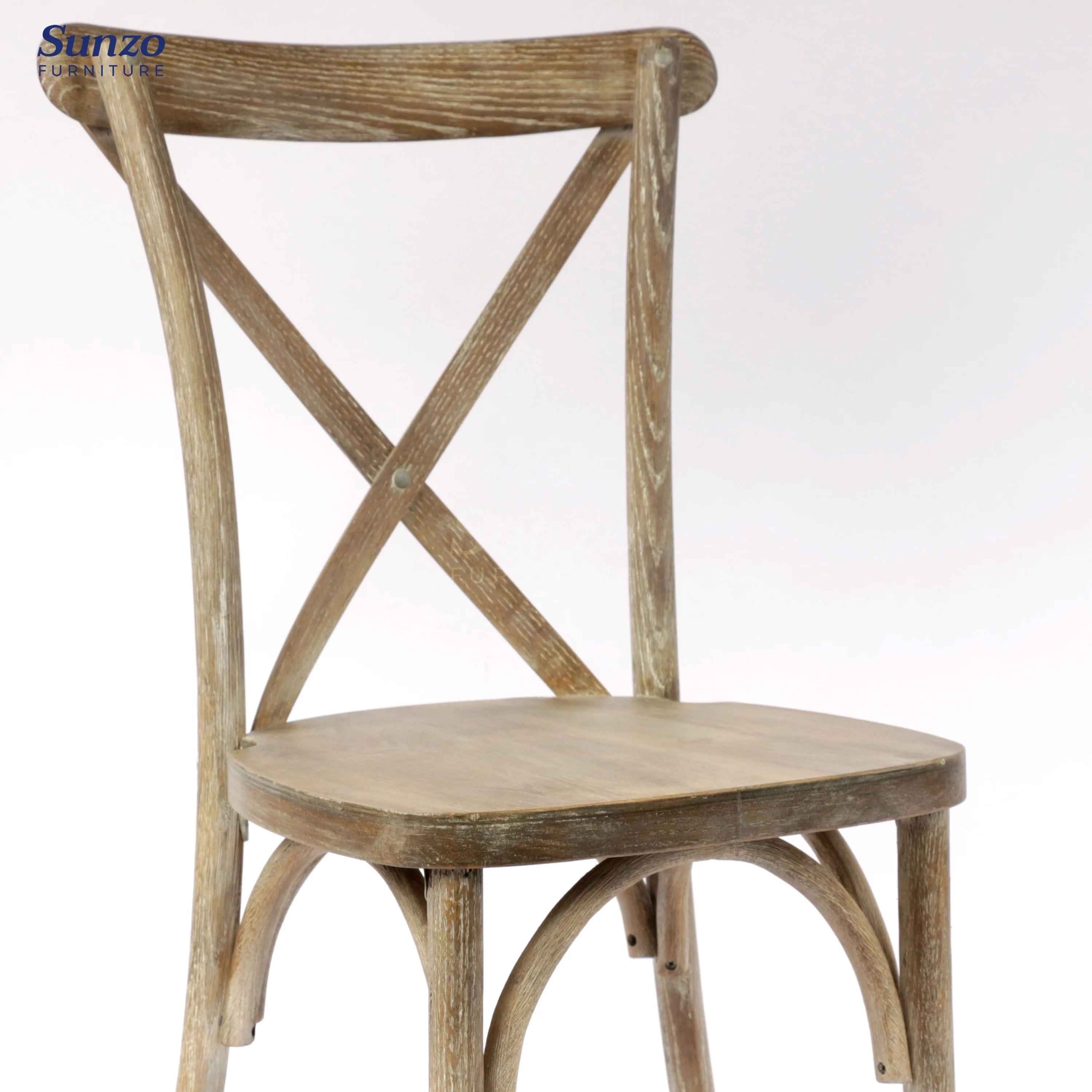 Sunzo Furniture Vintage X Crossback Chairs Stackable Wooden Wedding Dining Chairs