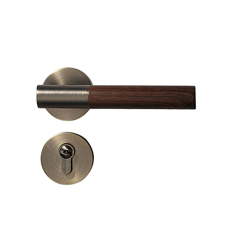 NEW Antique Wood Pattern Interior Living Room/Bedroom Black Door Handle Lock Doors