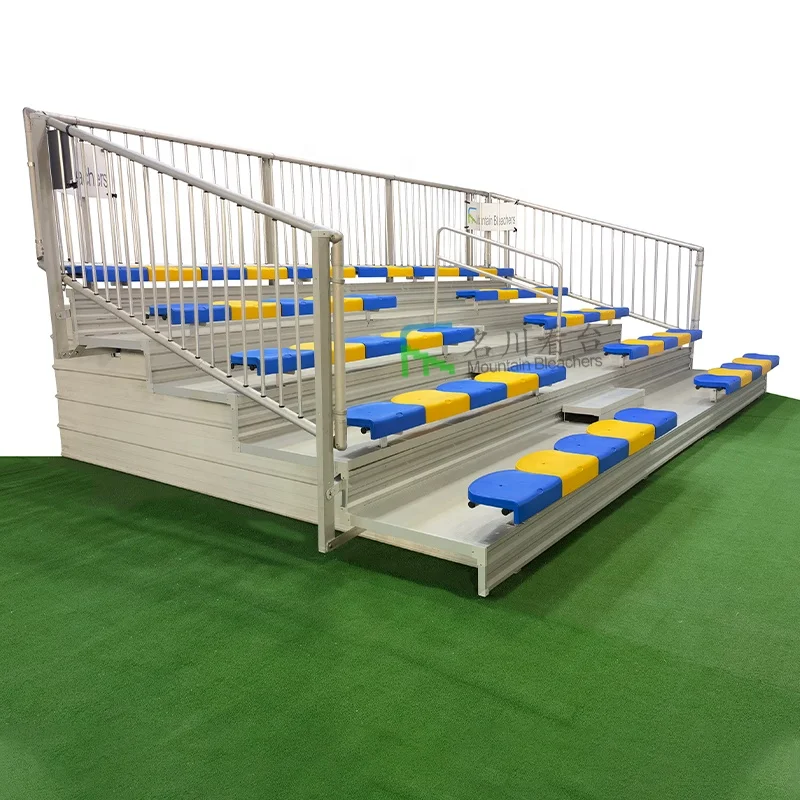 Low Rise 5 Rows Seating Bleachers Metal Grandstand Seating Tribunes  For Basketball Football Court