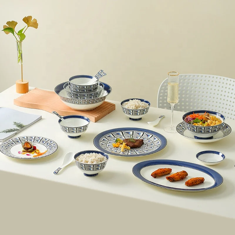 Creative European-style bone china Charles-Kinori 28-head cutlery set western plate rice bowl soup spoon soup plate household