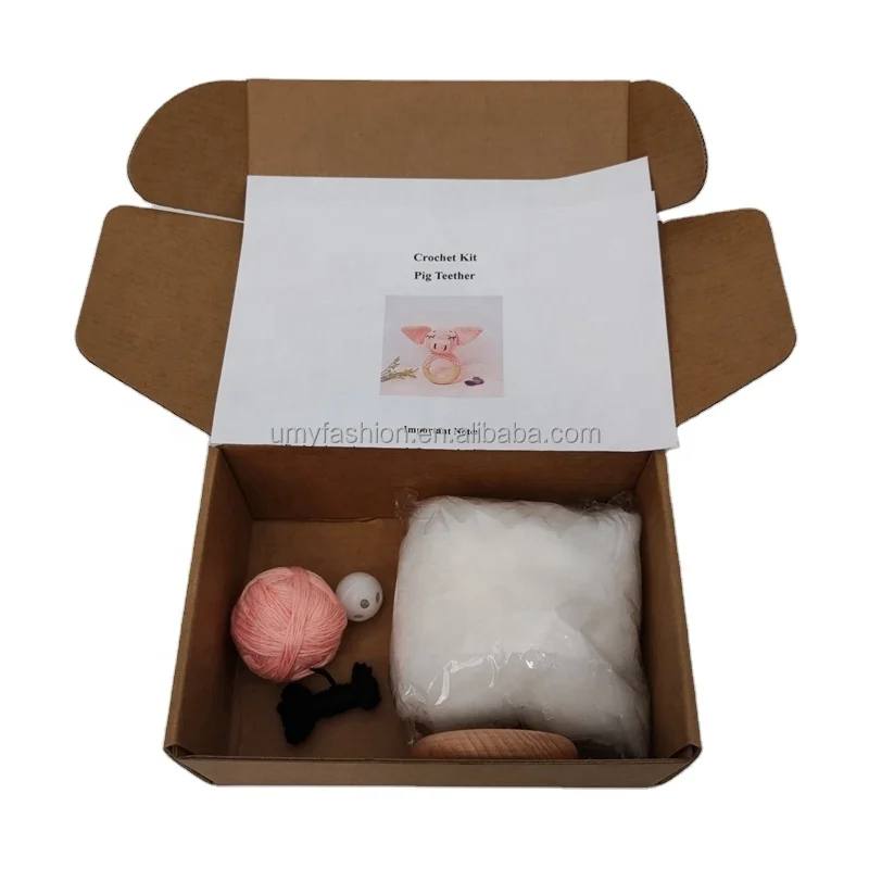 Hot-sale Lovely Pig Animal Diy Crochet Animal Crafting Doll Crochet Kit for Kids