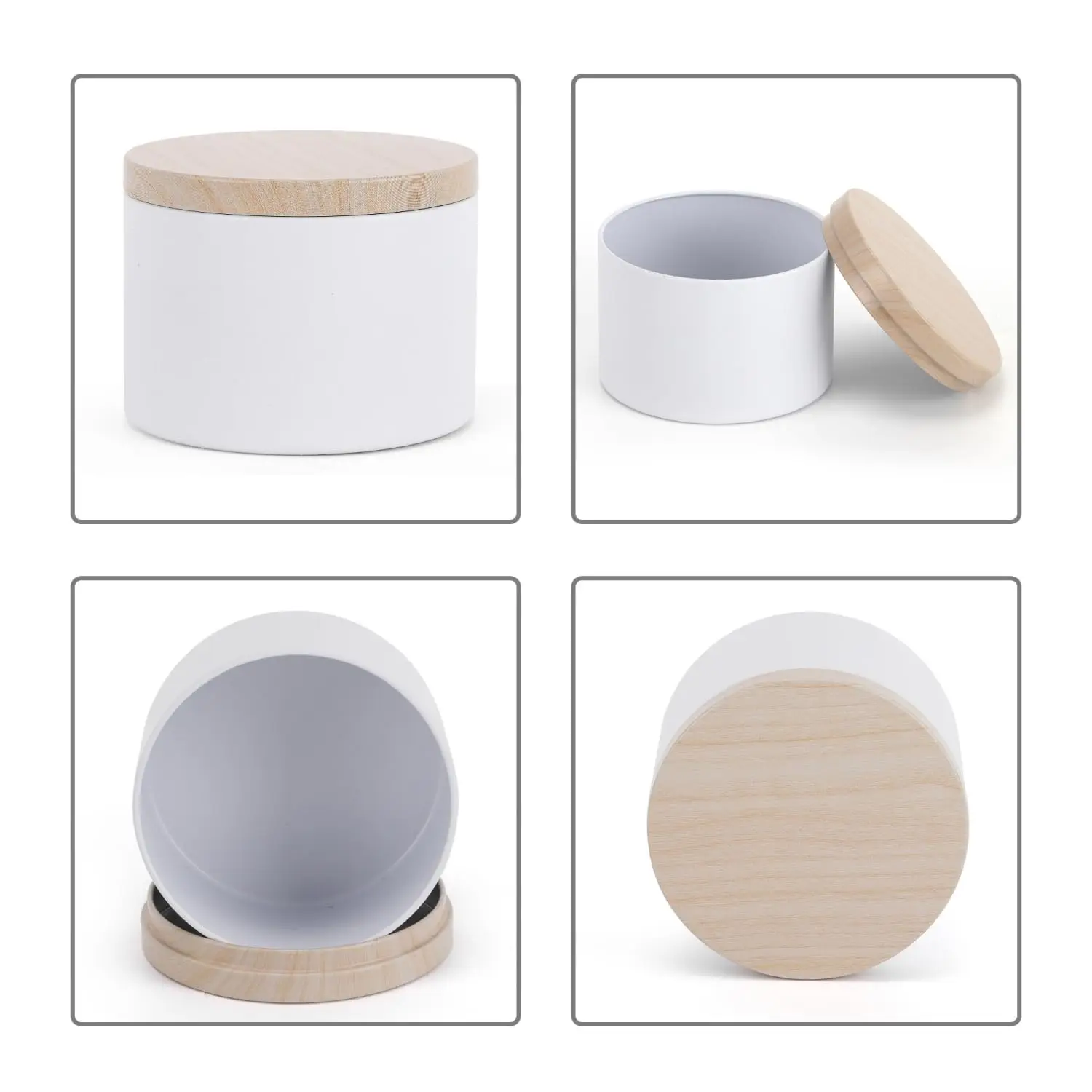 Hot Sale White Candle tins with Metal Wood-Grain Printing Lids