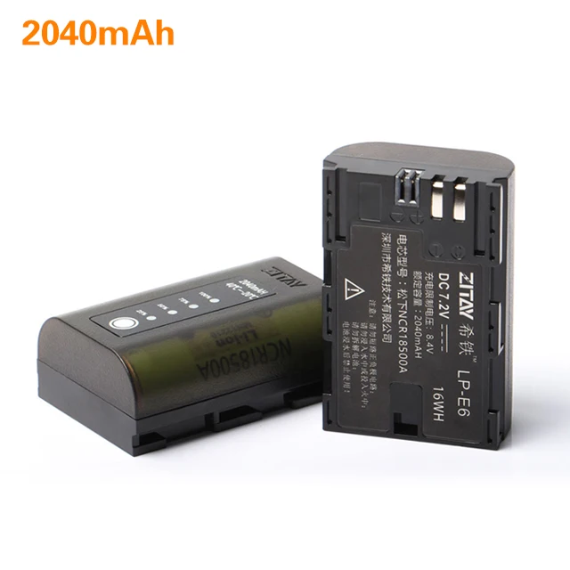 
7.2V 2040mAh Camera Rechargeable LP-E6 Battery Li-Ion Lithium ion Battery For BMPCC 4K 6K Canon R5 5D Mark Iii Iv Ii 6D 7D 70D 