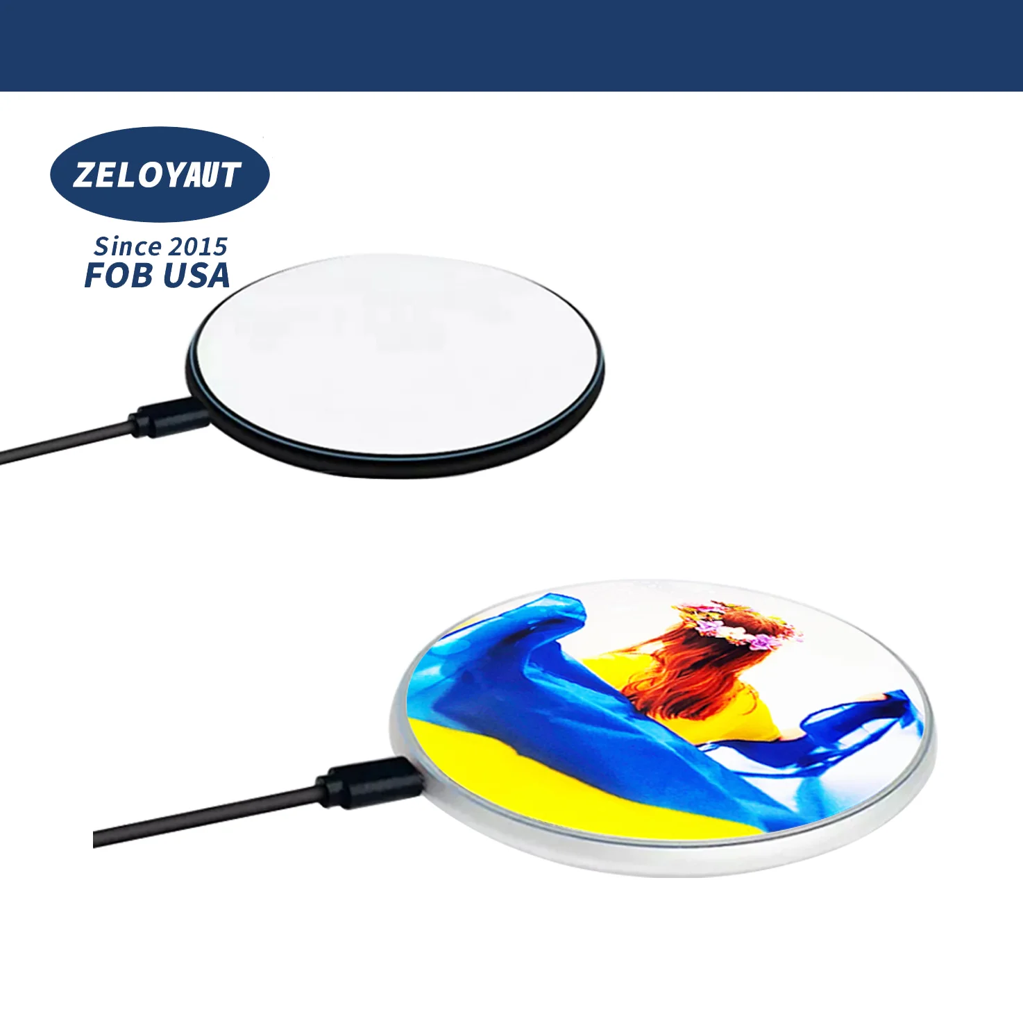 Wholesale Sublimation wireless chargers for table 15W/20W Power Custom logo printing heat press phone wireless charger white