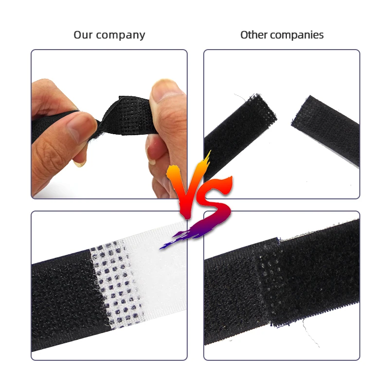 Custom Any Size Adjustable Fastener Strap Reusable Nylon Hook And Loop Strap Cable Ties