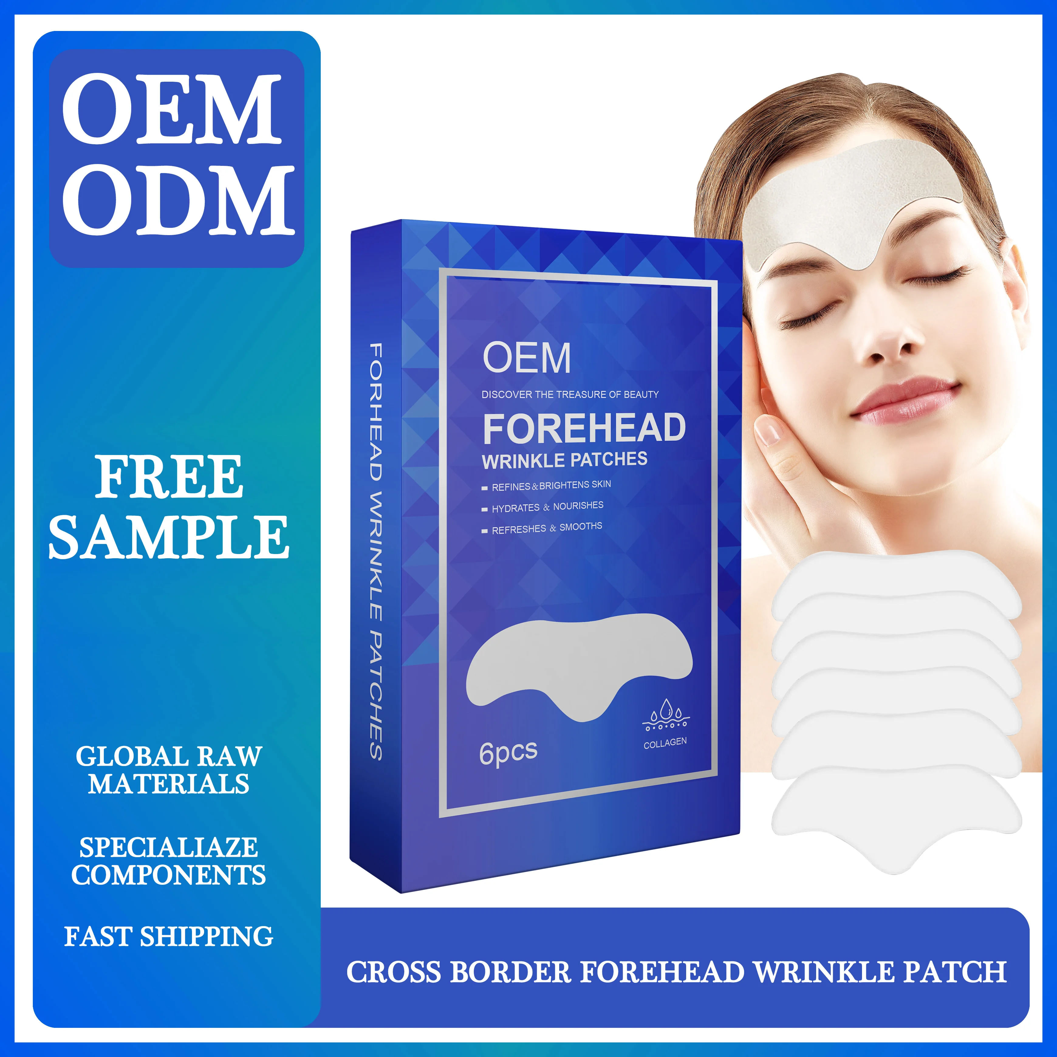 Forehead Lines Patch Facial Wrinkle hydrocolloid Patches Anti-Wrinkle Remover Customized