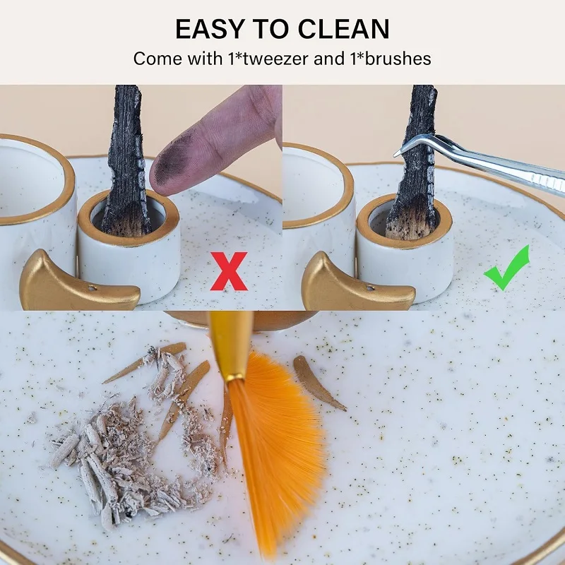 Multifunction Incense and Candle Holder for Burning Sage Palo Santo Incense Sticks Ceramic Ash Catcher Tray for Meditation Room