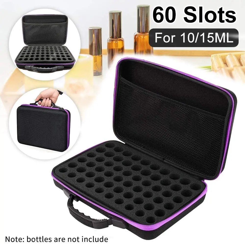 5ML 10ML 15ML 60 Bottles Holder Custom Top Handle Traveling Accessories Storage Organizer Hard Eva Essential Oil Carrying Case