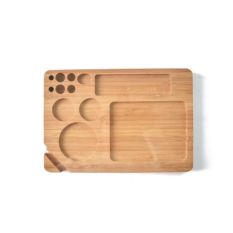 Eco-friendly classic style customized logo wooden rectangular tray with magnet lid solid bamboo rolling tray