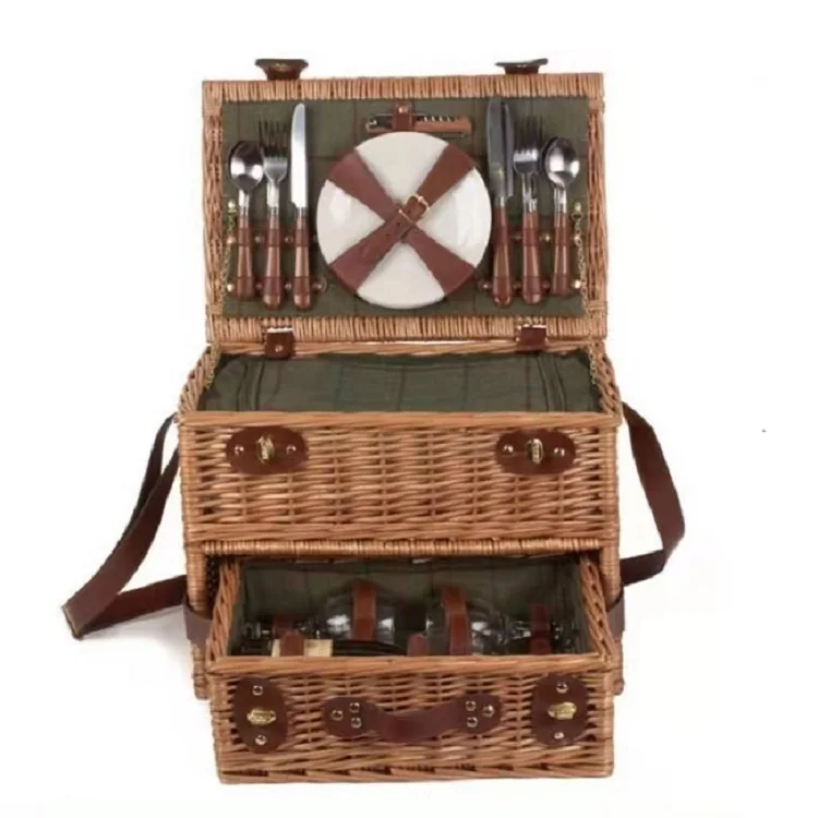 directly supply empty  Wicker Picnic Basket Set For 2 Person -