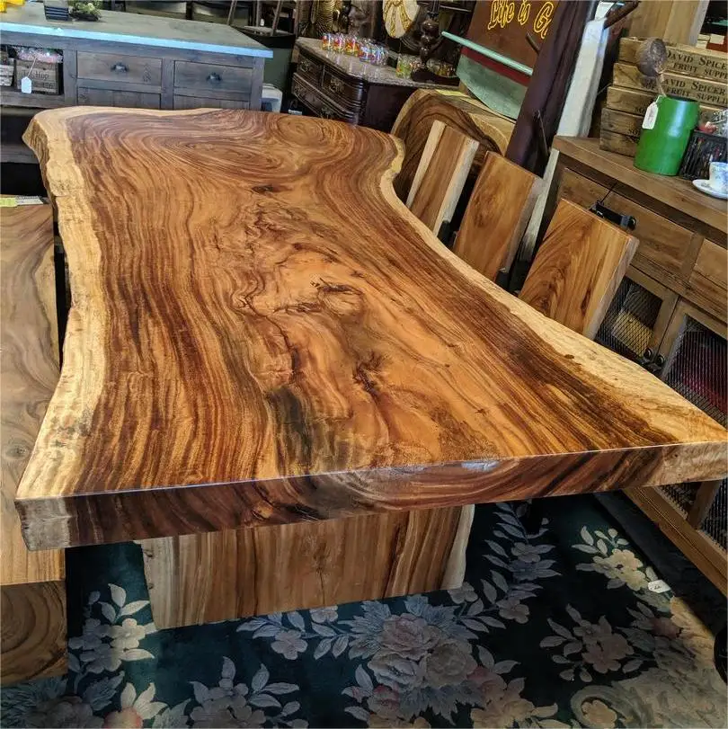 Black South American Restaurant Rectangular Solid Wood Leg Coffee Slab Office Wood Dining Table