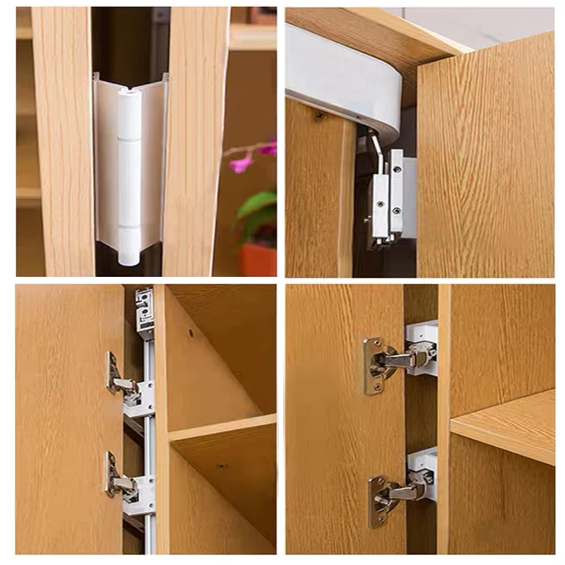 Roller Pivoting Hardware Concealed Internal Sliding System Fold Swing Rail Folding Buffer Hidden Pocket Slide Door Cabinet
