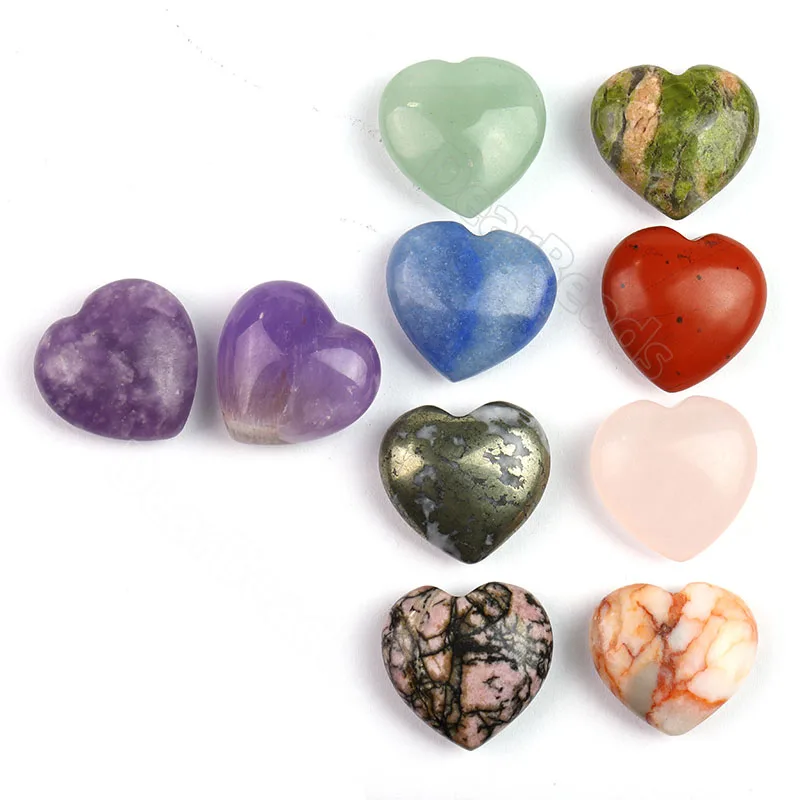 20mm Heart Shape Natural Stone Amethyst Loose Handmade Smooth Healing Crystal Gemstone Decoration 3cm
